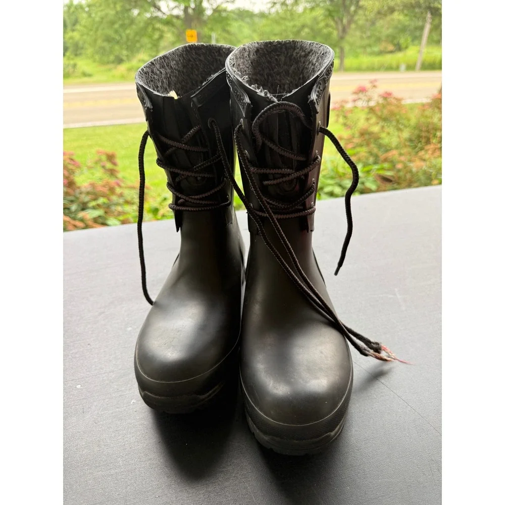 Bogs Amanda Plush Womens Black Waterproof Insulated Rain Boots 72103-001 Size 8